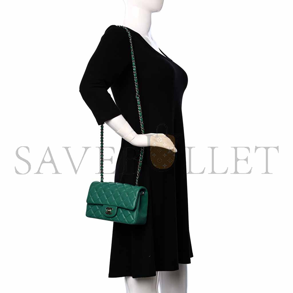 Ch*el lambskin quilted mini rectangular flap green (20*12*6cm)